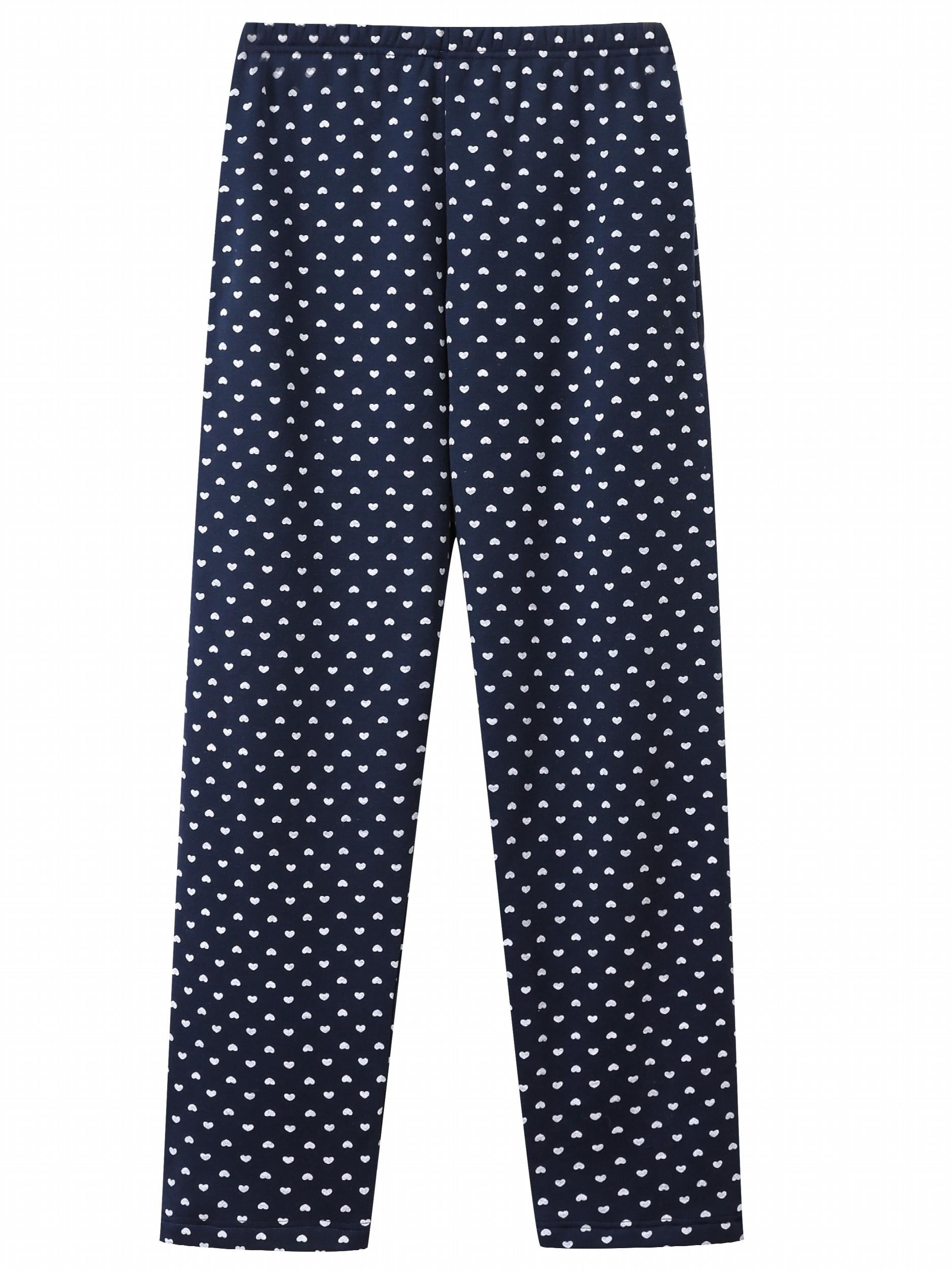 Heart Print Sleep Bottoms Cozy Sleep Pants With Pocket Women's Sleepwear