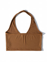 Women's Ribbed Halter Neck Camisole Solid Top