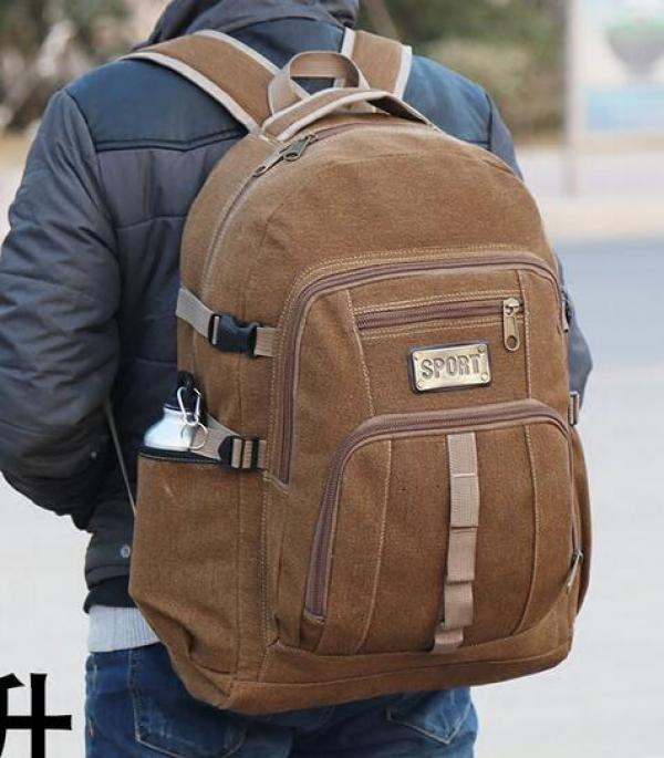 50L Canvas Backpack Large Capacity Travel Bag Men Women