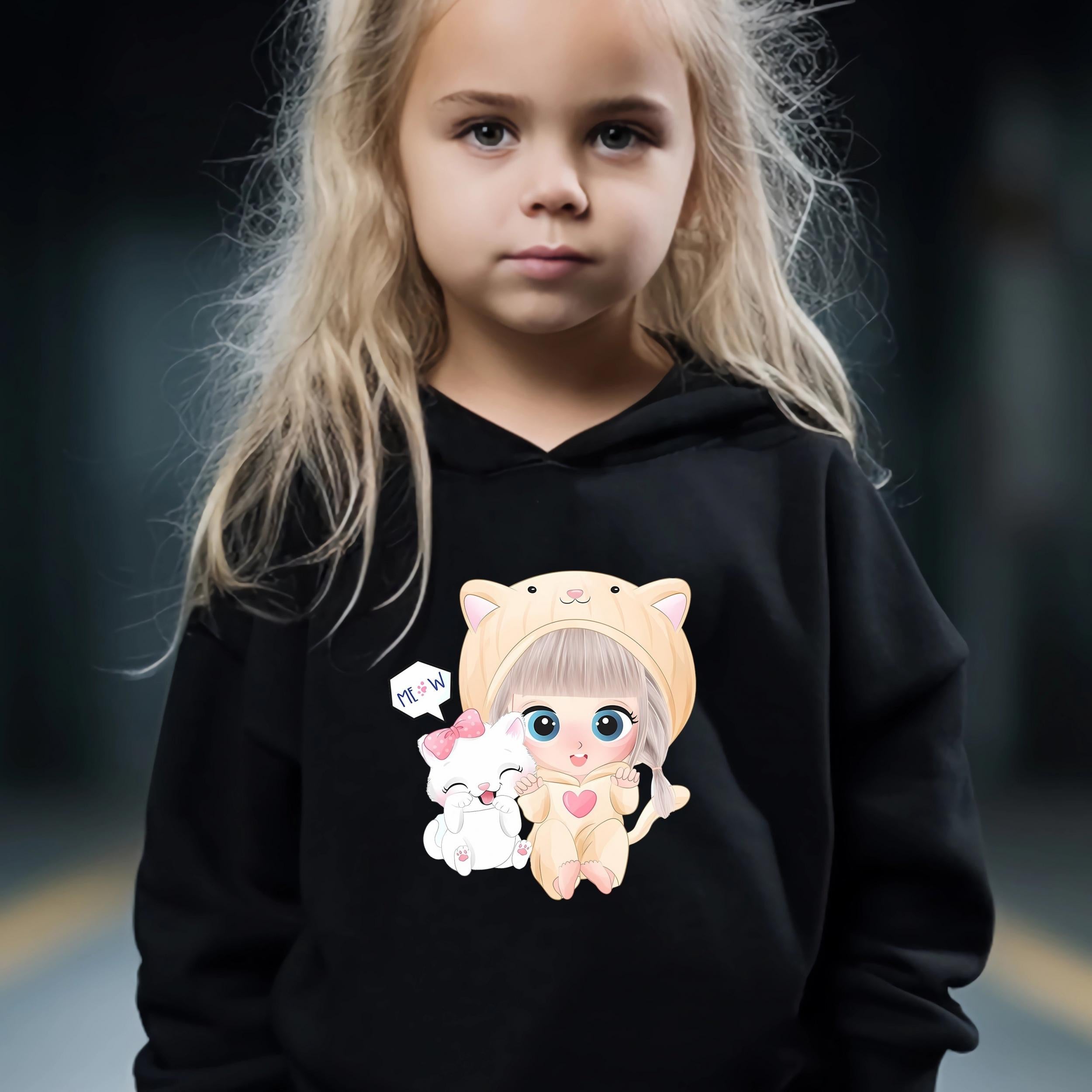 Cartoon Girl Print 2pcs Girls Outfits For Sports Spring Fall Outdoor Gift