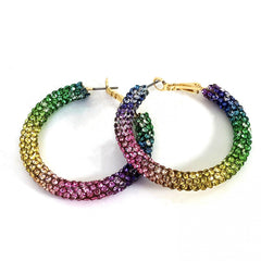 Colorful Rhinestone Hoop Earrings
