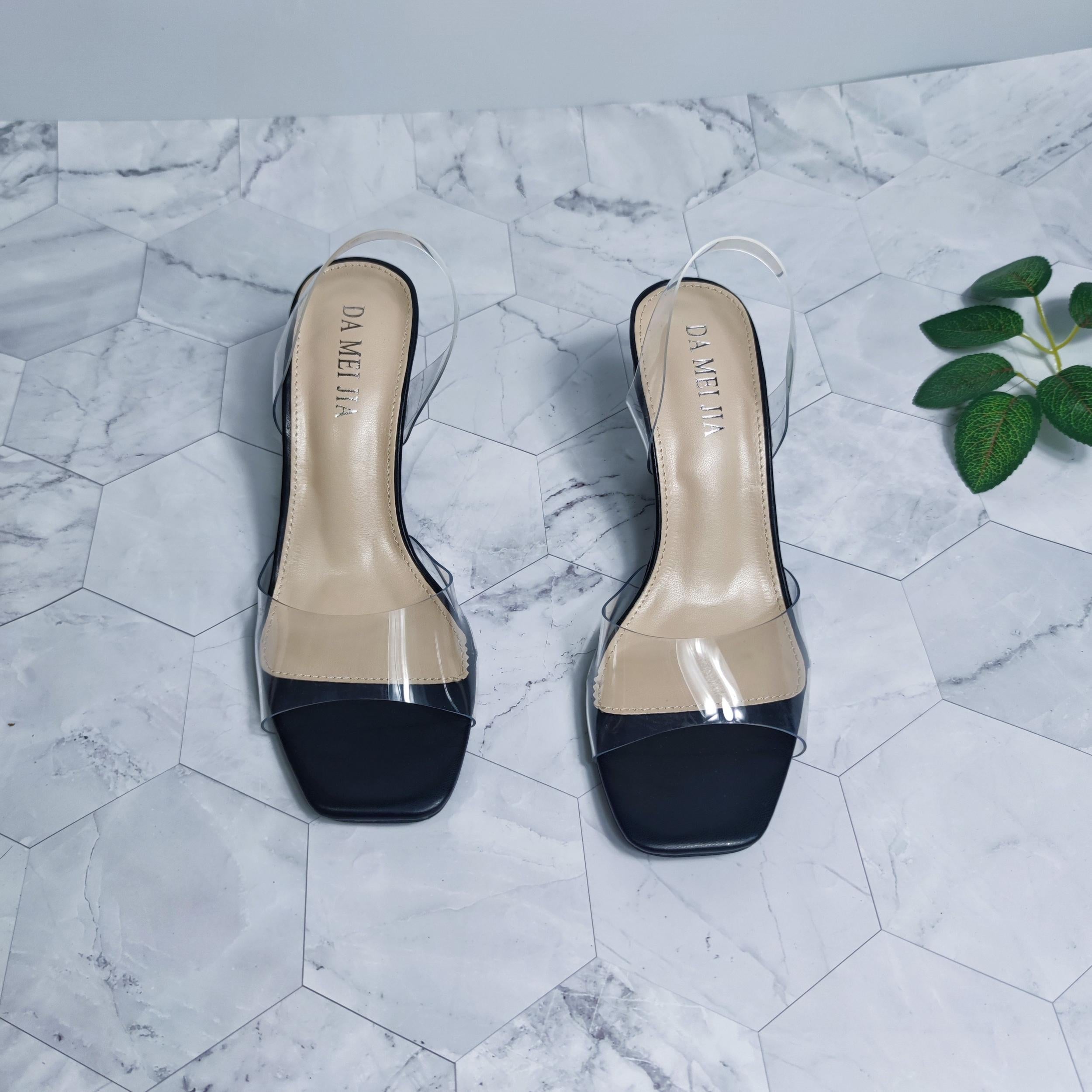 Comfortable High Heel Sandals with Transparent Straps