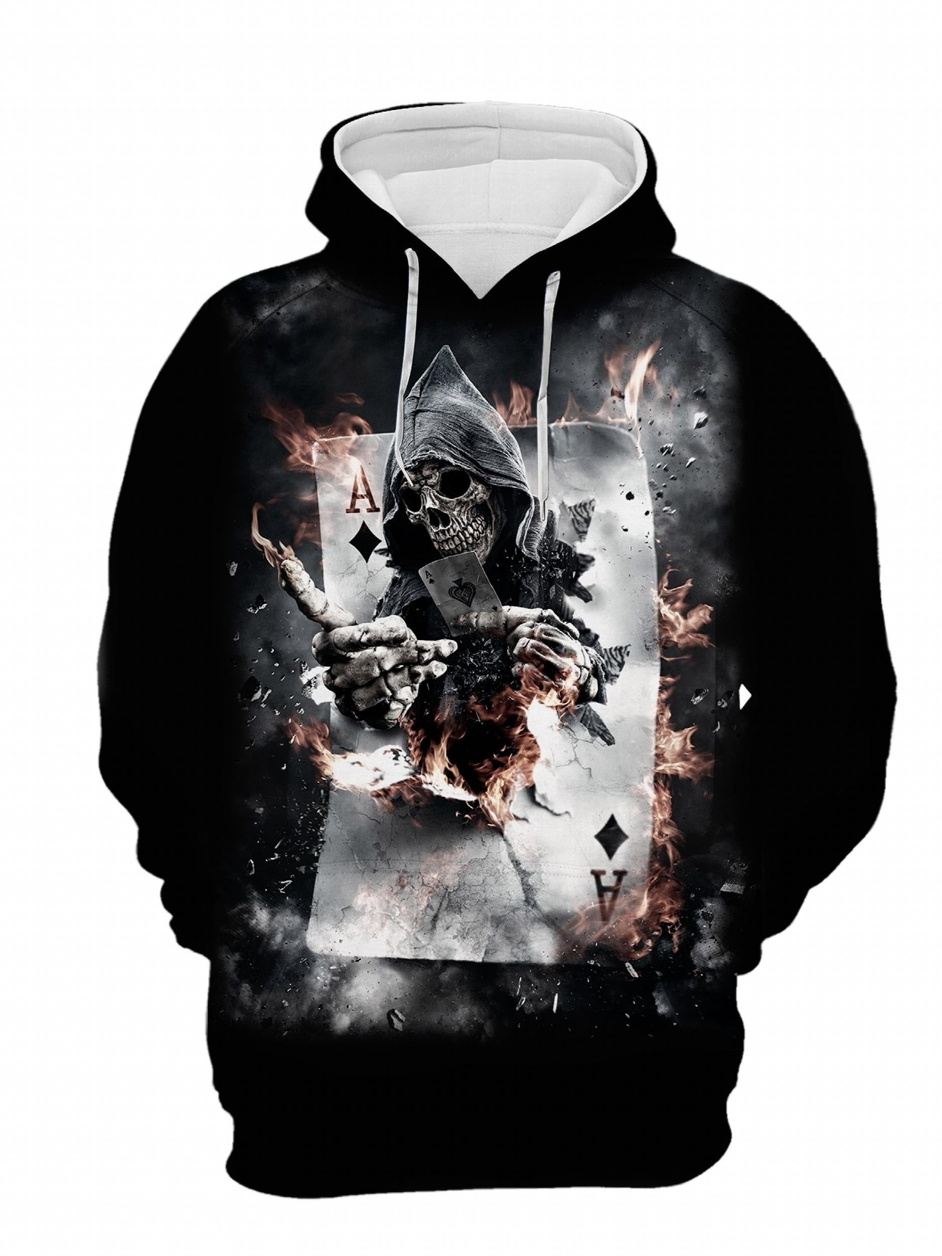Men's Casual Skull Pattern Hoodie Hooded Sweatshirt
