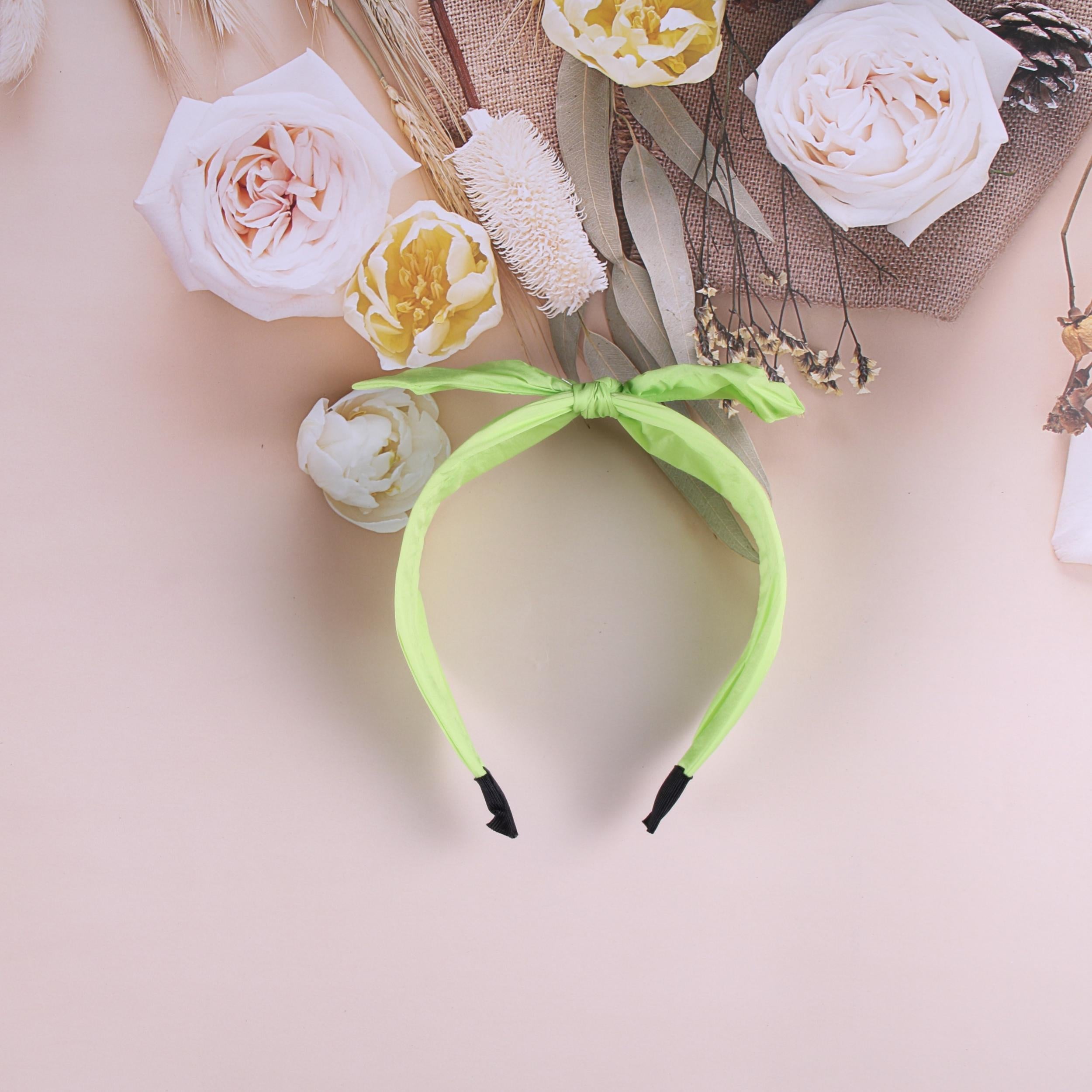 5-Piece Luminous Green Headband Hairclip Set for Girls