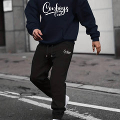 Men's Cowboy Fan Crew Neck T Shirt Hooded Sweatshirt & Sweatpants Set