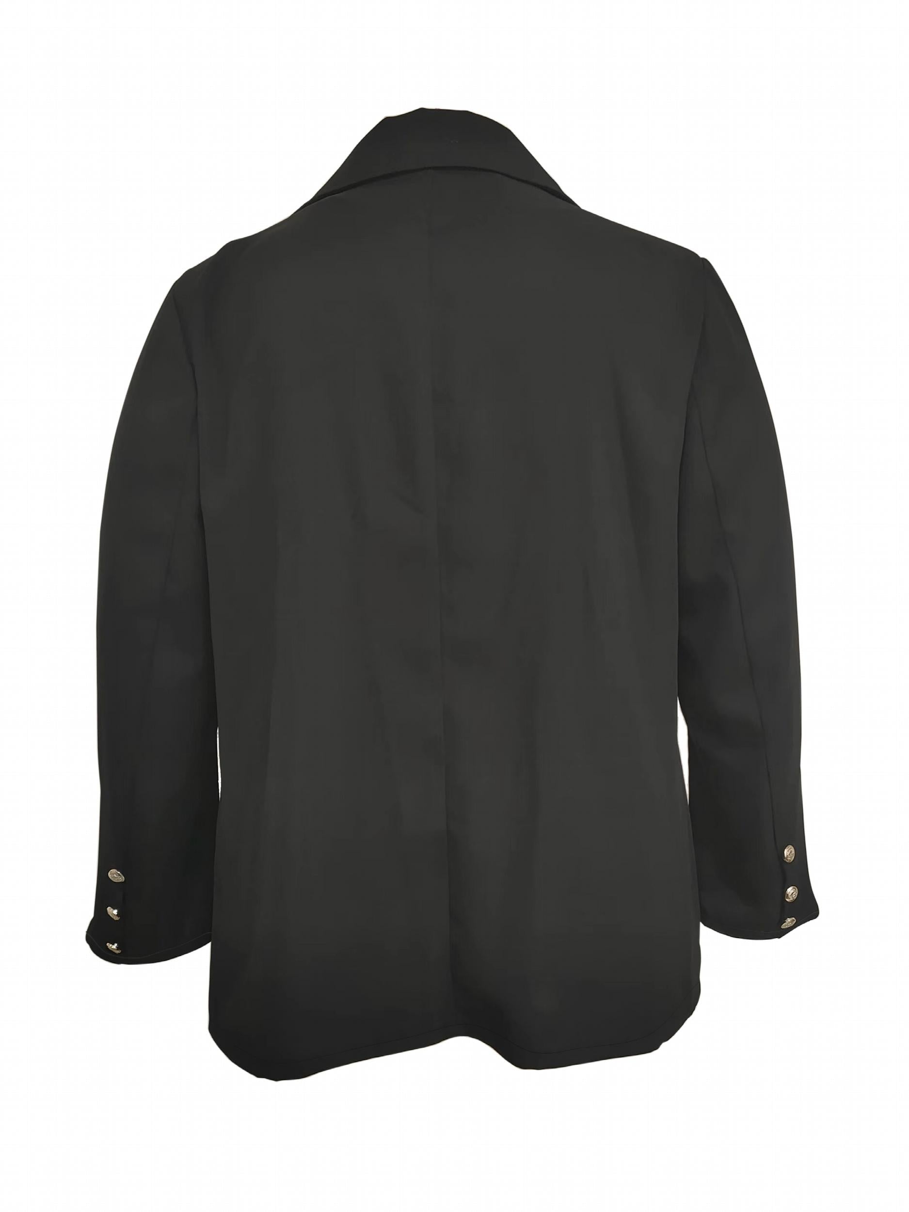 Solid Button Long Sleeve Blazer With Pockets