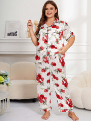 Floral Print Satin Pajama Set