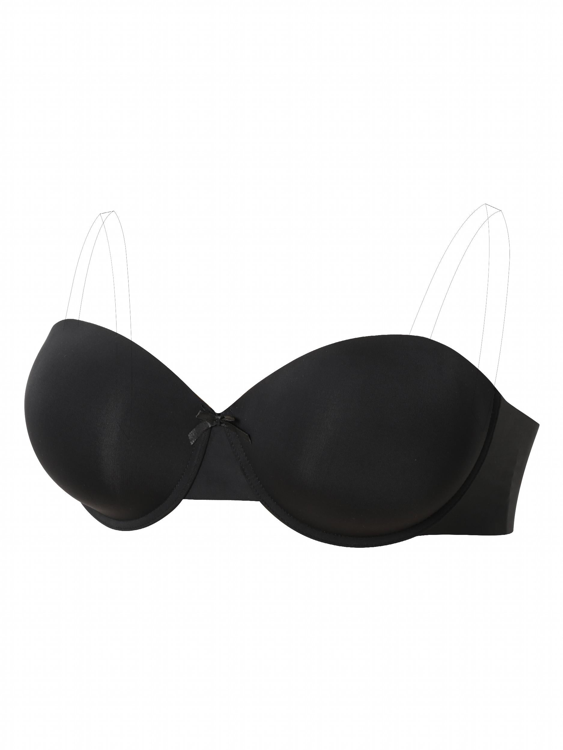 Solid Knot Front Strapless Bra Women's Plus Size