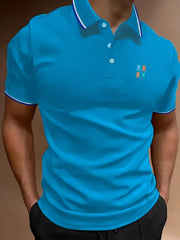 Men's Vintage Polo Shirt Casual Sport Button Up Polo Shirt