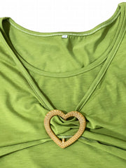 Long Sleeve Heart Ring Round Neck Maxi Dress
