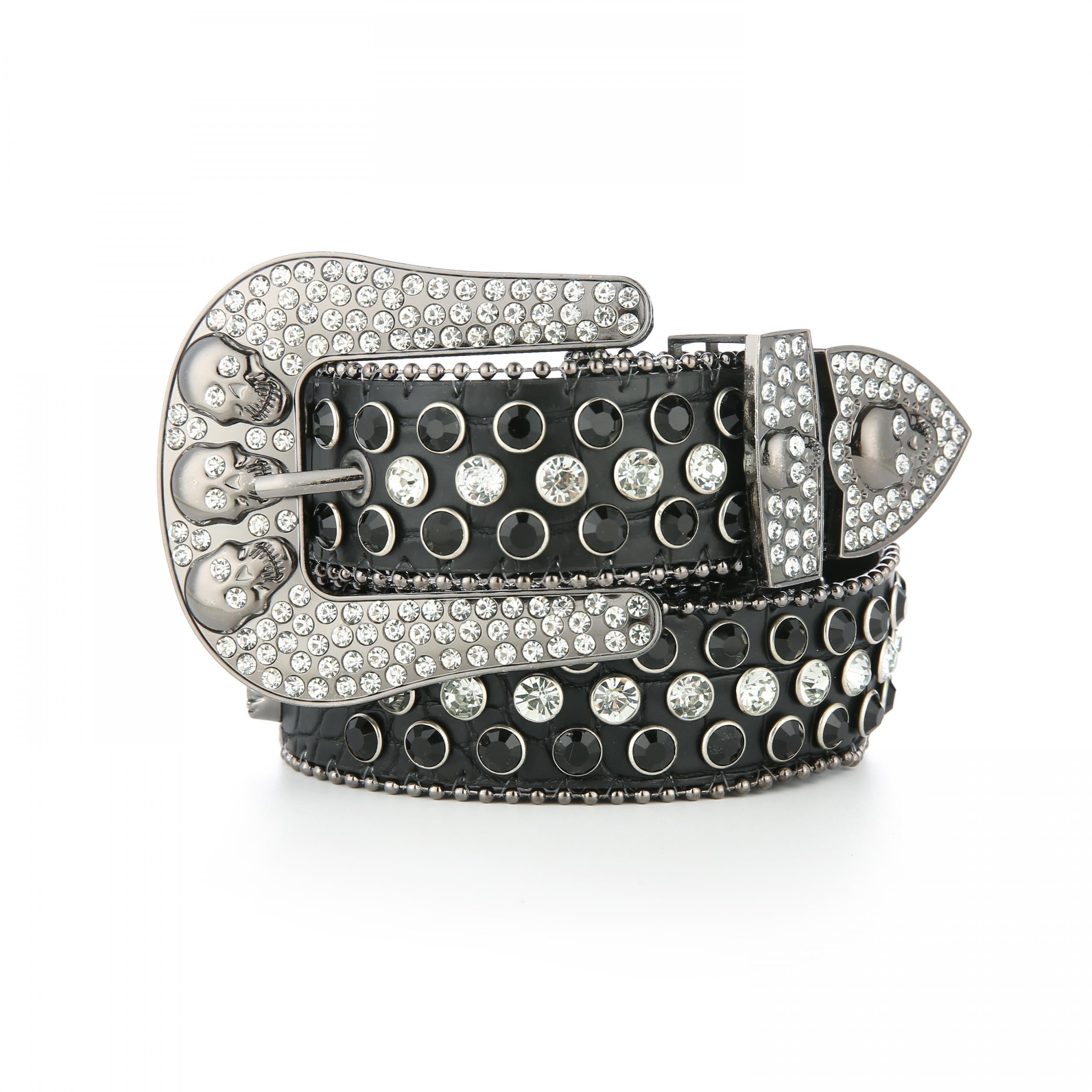 Vintage Punk Skull Buckle Rhinestone Snake Pattern Belt