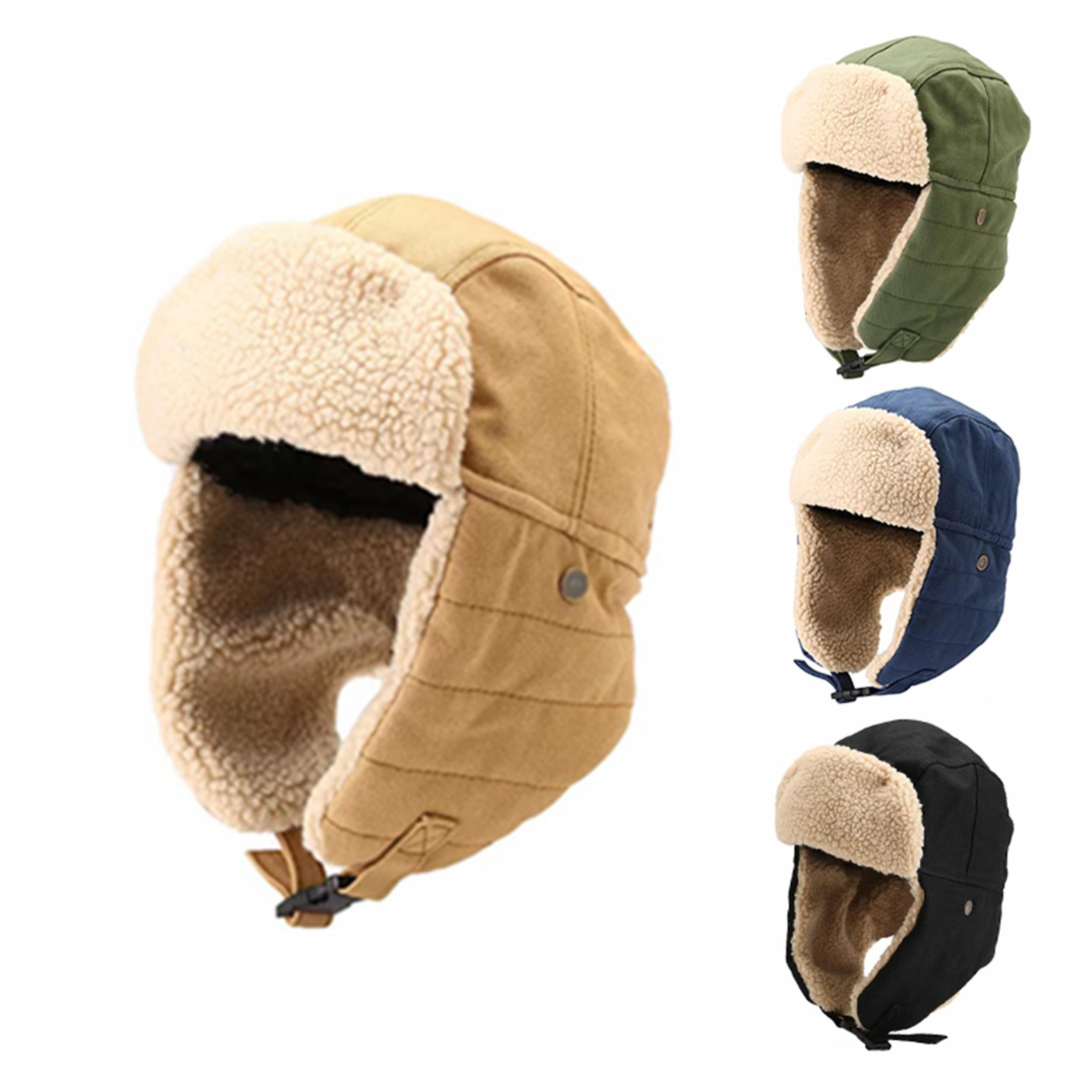Outdoor Windproof Ear Protection Fleece Lined Warm Hat Men Women