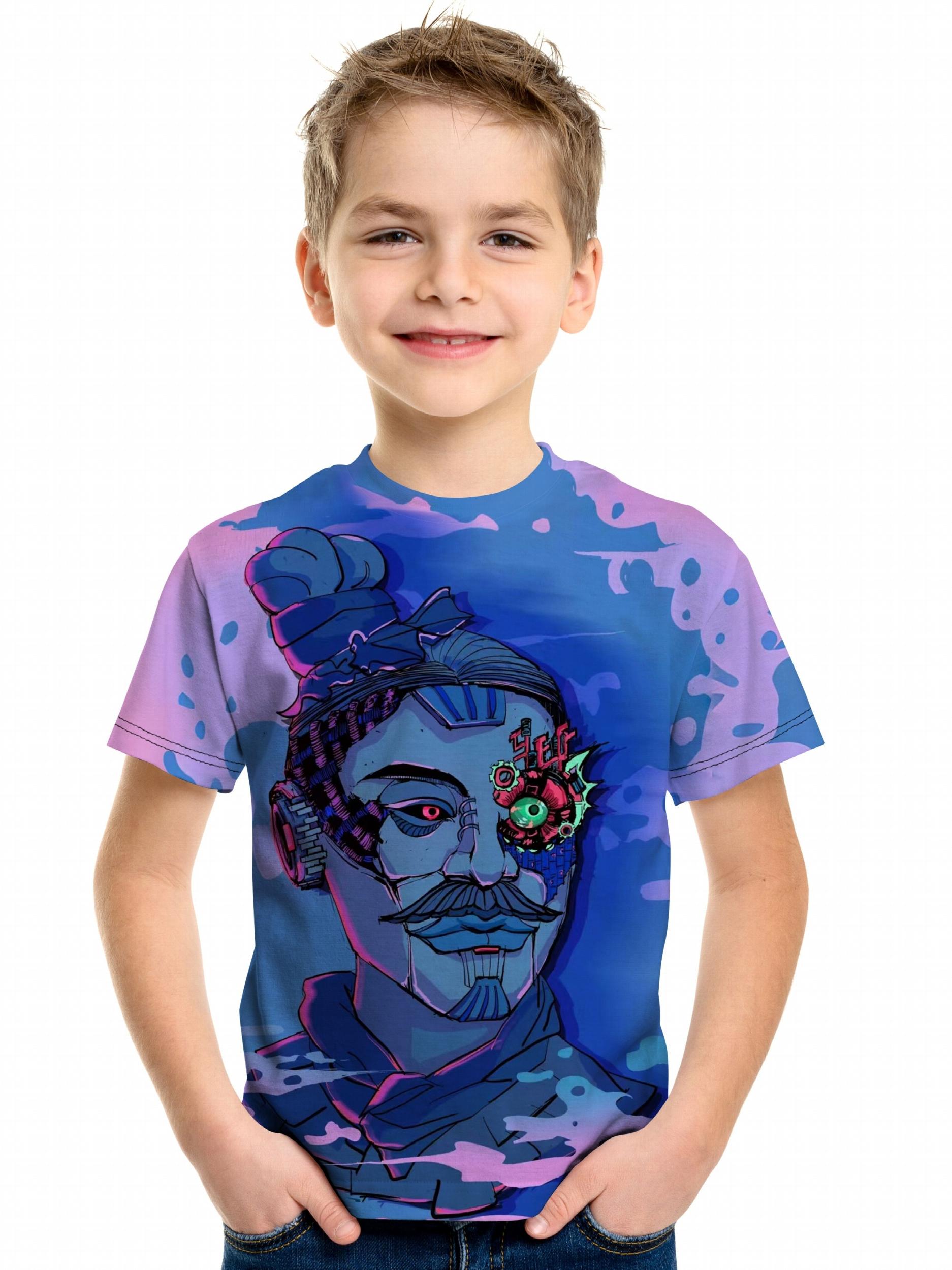 Terracotta Warrior Print Boy's Creative Tee Short Sleeve Crew Neck T-shirt