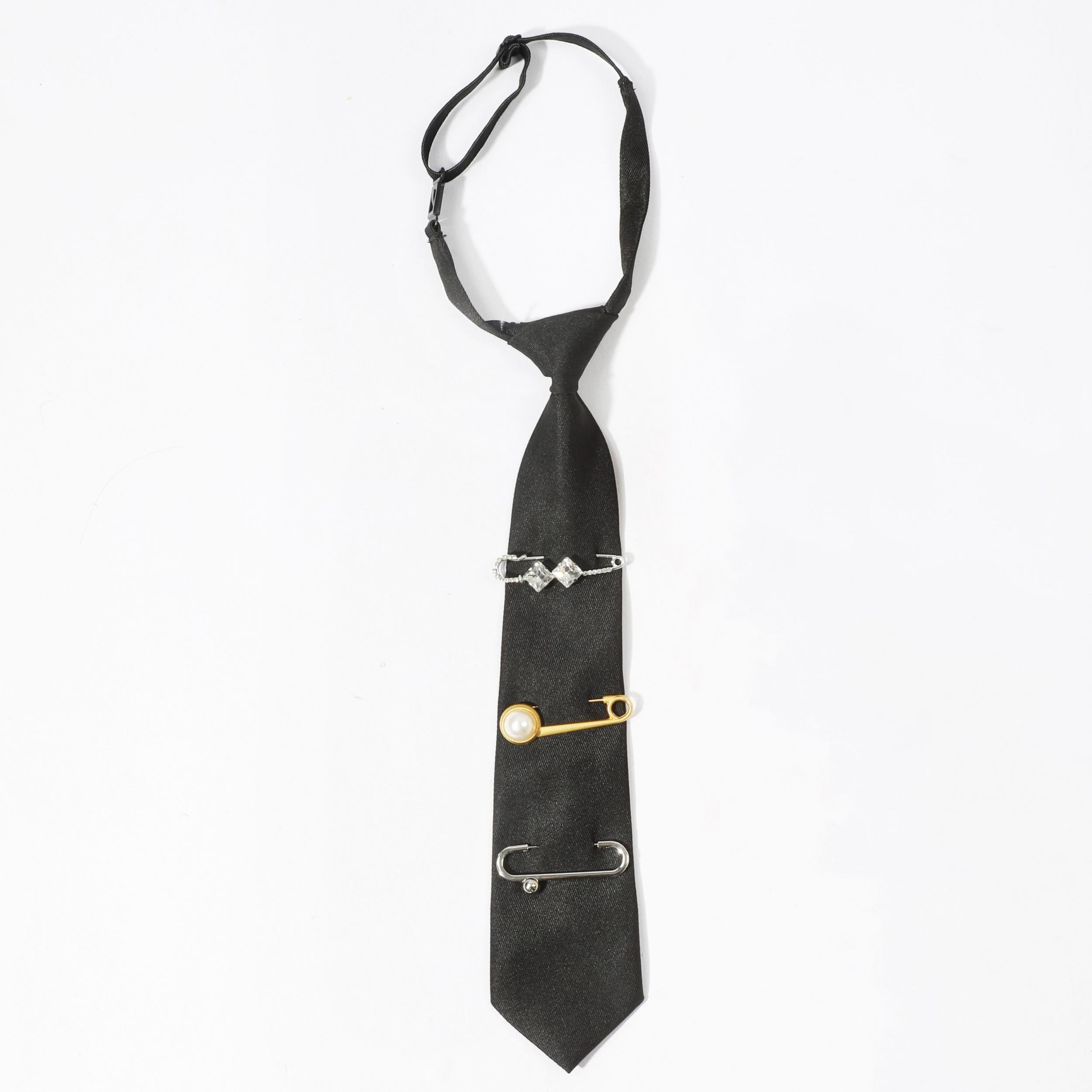 Crystal Brooch Unisex Shirt Bow Tie with Adjustable Neck Tie