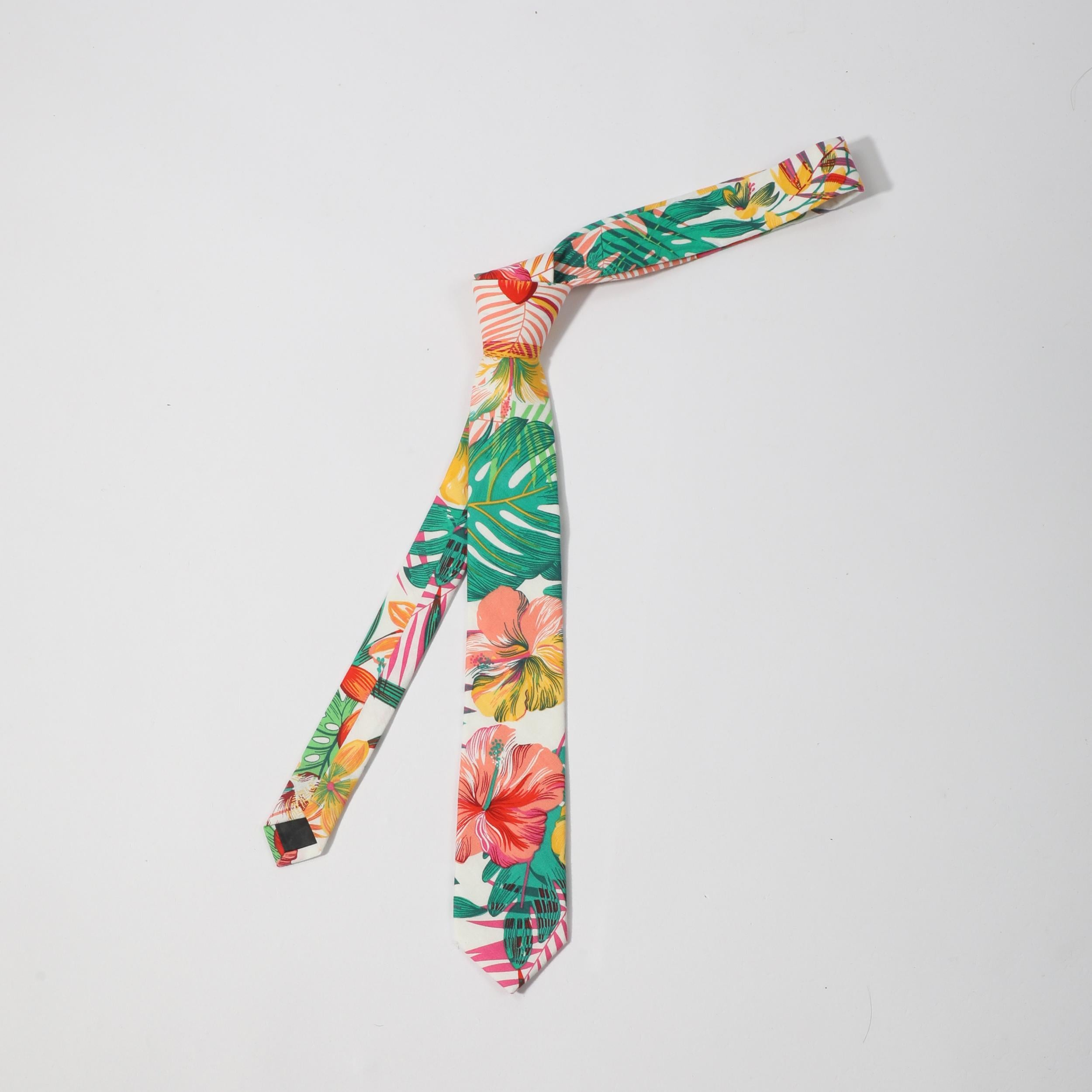 Summer College Style Funky Casual Cotton Floral Print Tie