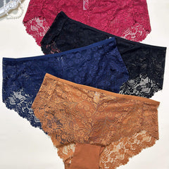 4 Pack Plus Size Lace High Waist Hipster Underwear Set