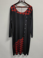 Gingham Print Stretch Dress with Pockets