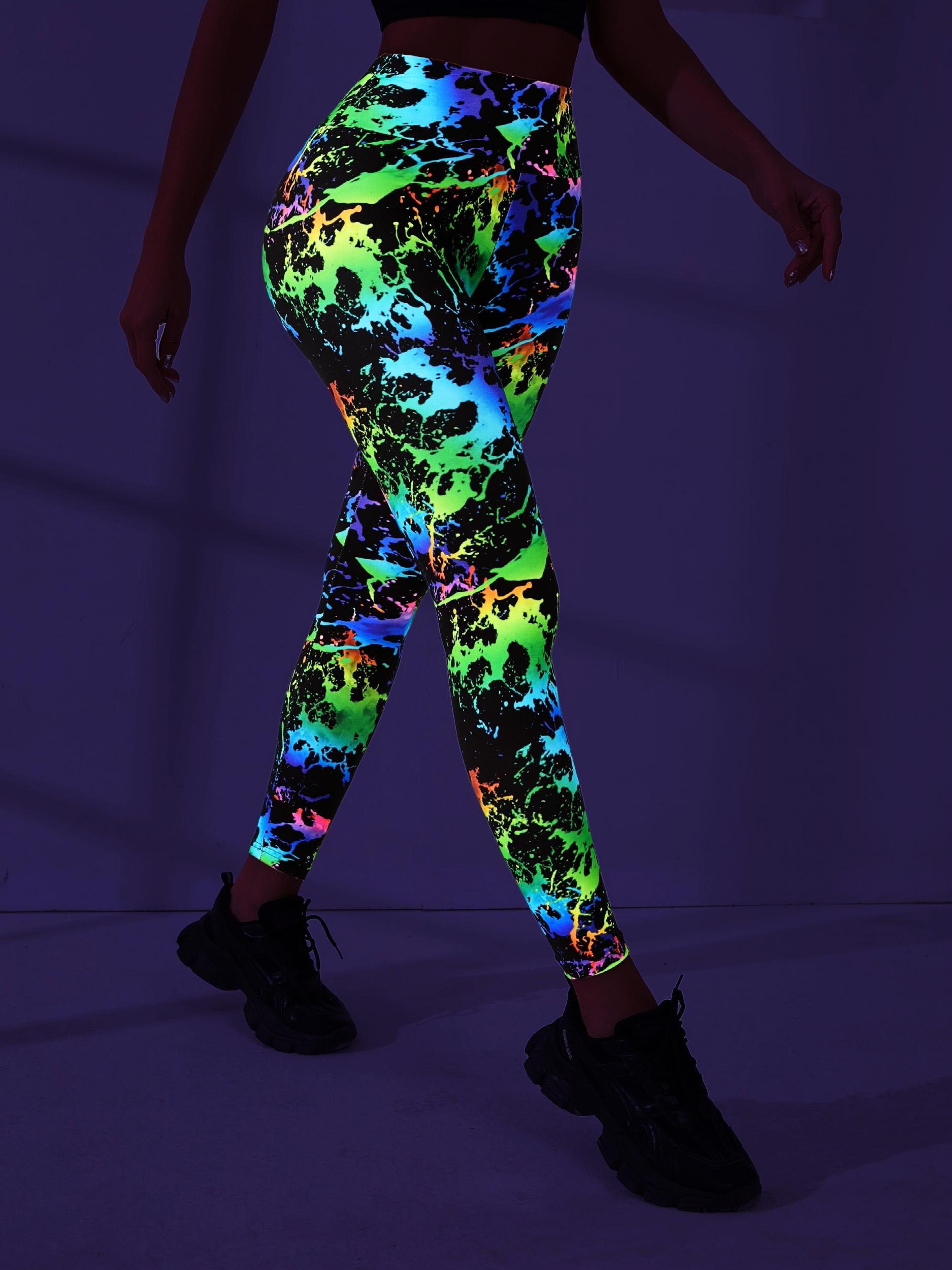 Splash Print Hip Lifting Sports Leggings Yoga Fitness Pants