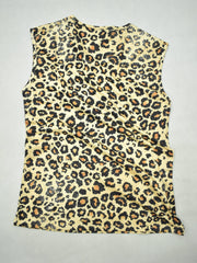 Leopard & Letter Print Tank Top Sleeveless Round Neck Casual Top Spring & Summer