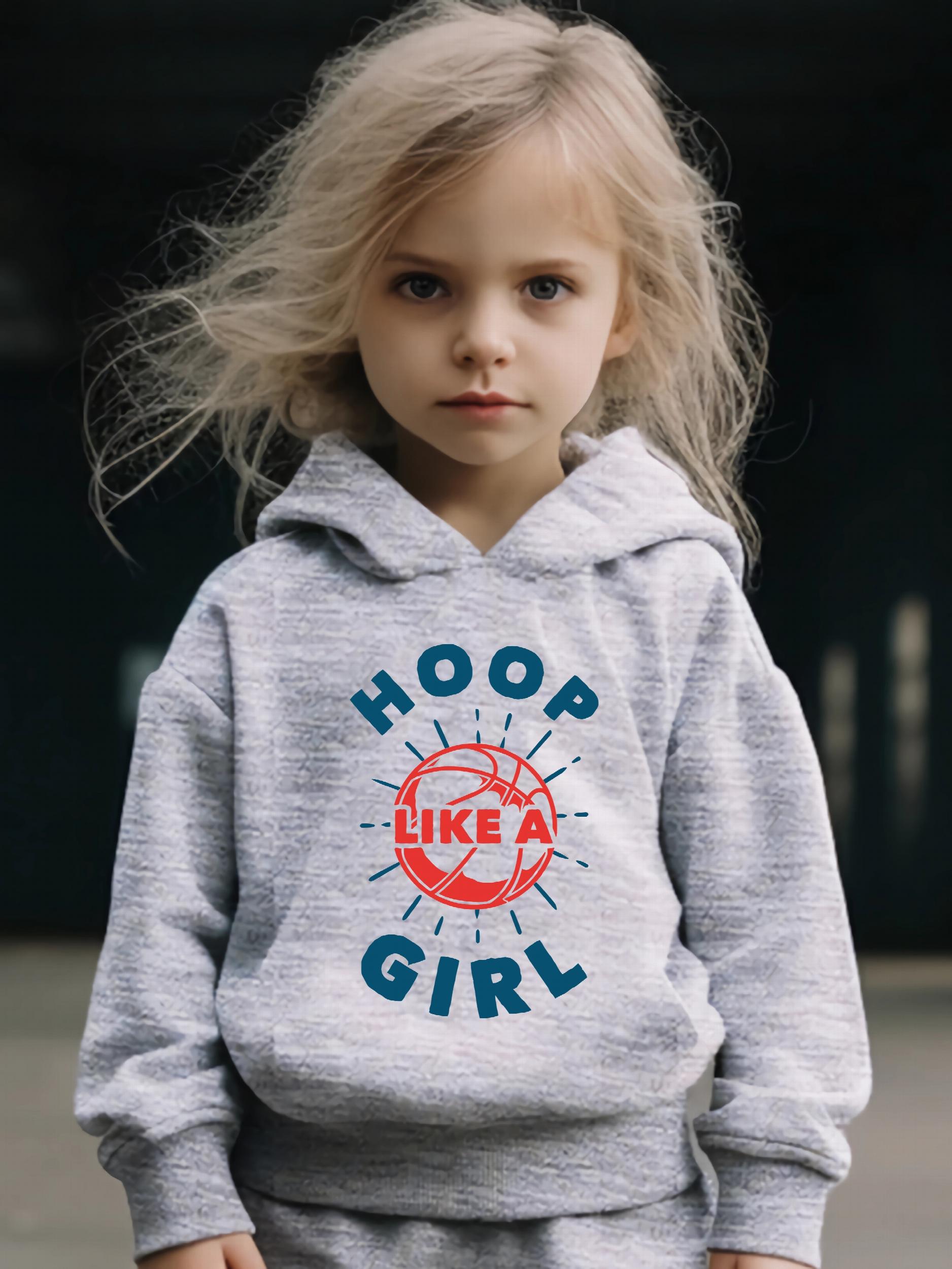 Hoop Girl Pattern Long Sleeve Hooded Sweatshirt Girls
