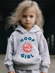 Hoop Girl Pattern Long Sleeve Hooded Sweatshirt Girls