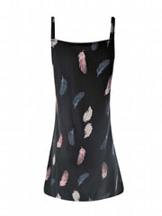 Feather Print Cami Dress V Neck Sleeveless Summer Dress Women's Clothing