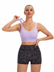 Sporty Bra Medium Stretch Cross Strap Shockproof