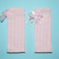 Girls Striped Bow Knot Cotton Blend Knee High Socks