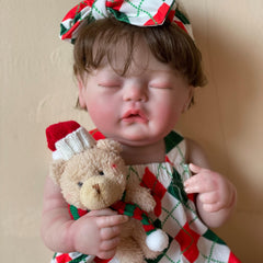 20 Inch Silicone Vinyl Reborn Doll Rooted Brown Hair Christmas Gift