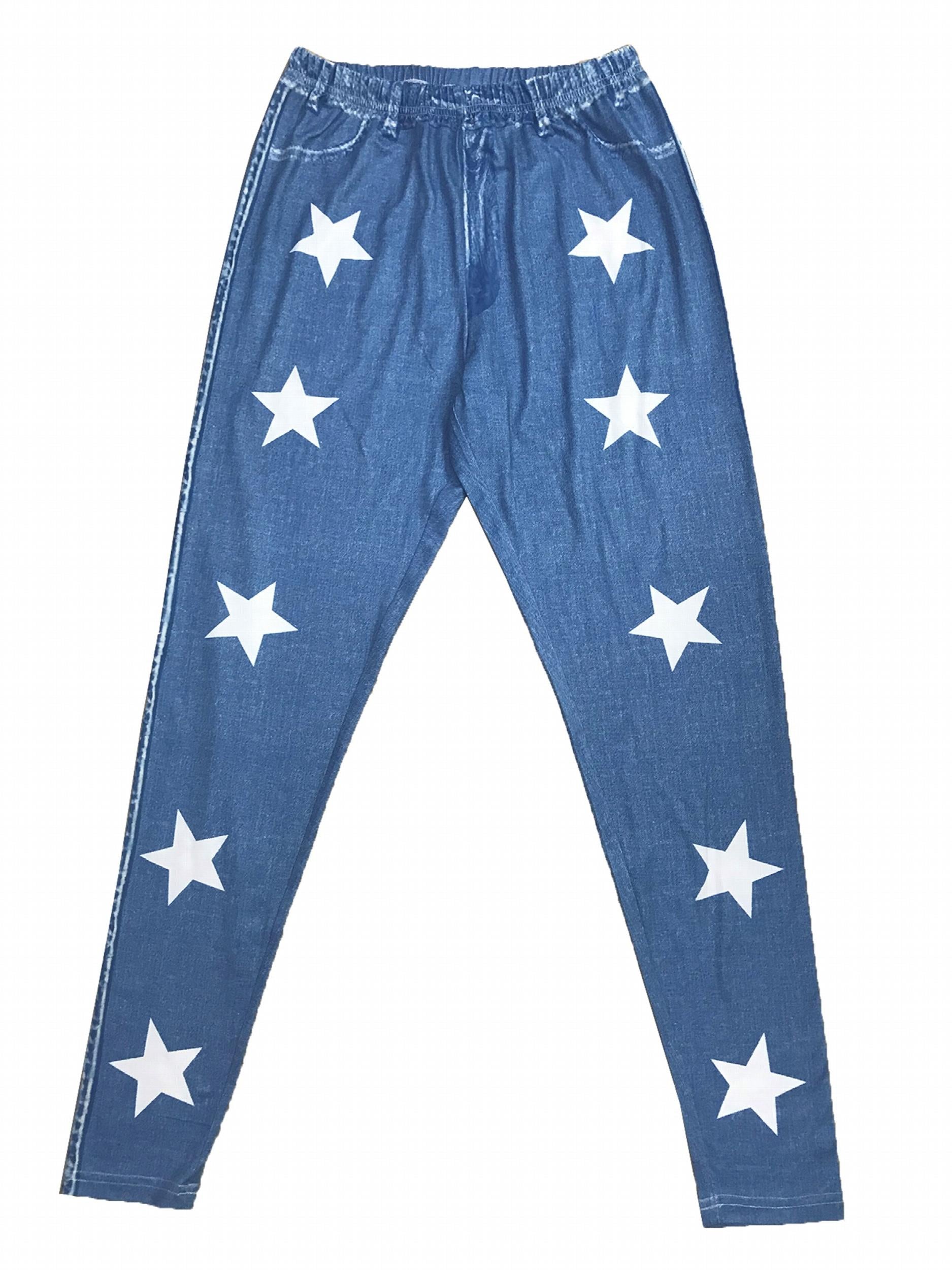 Star Print Skinny Leggings Stretchy Women's Clothing