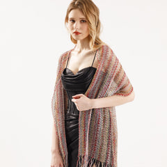 Vintage Tassel Shawl Thin Knitted Wraps Beach Cover Up