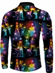 Men's Christmas Print Compression Long Sleeve T shirt Sweat Absorbing