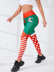 Christmas Print High Waist Fitness Pants for Women