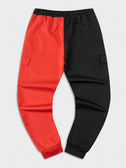 Men's Block Cargo Pants Flap Pocket Drawstring Jogger