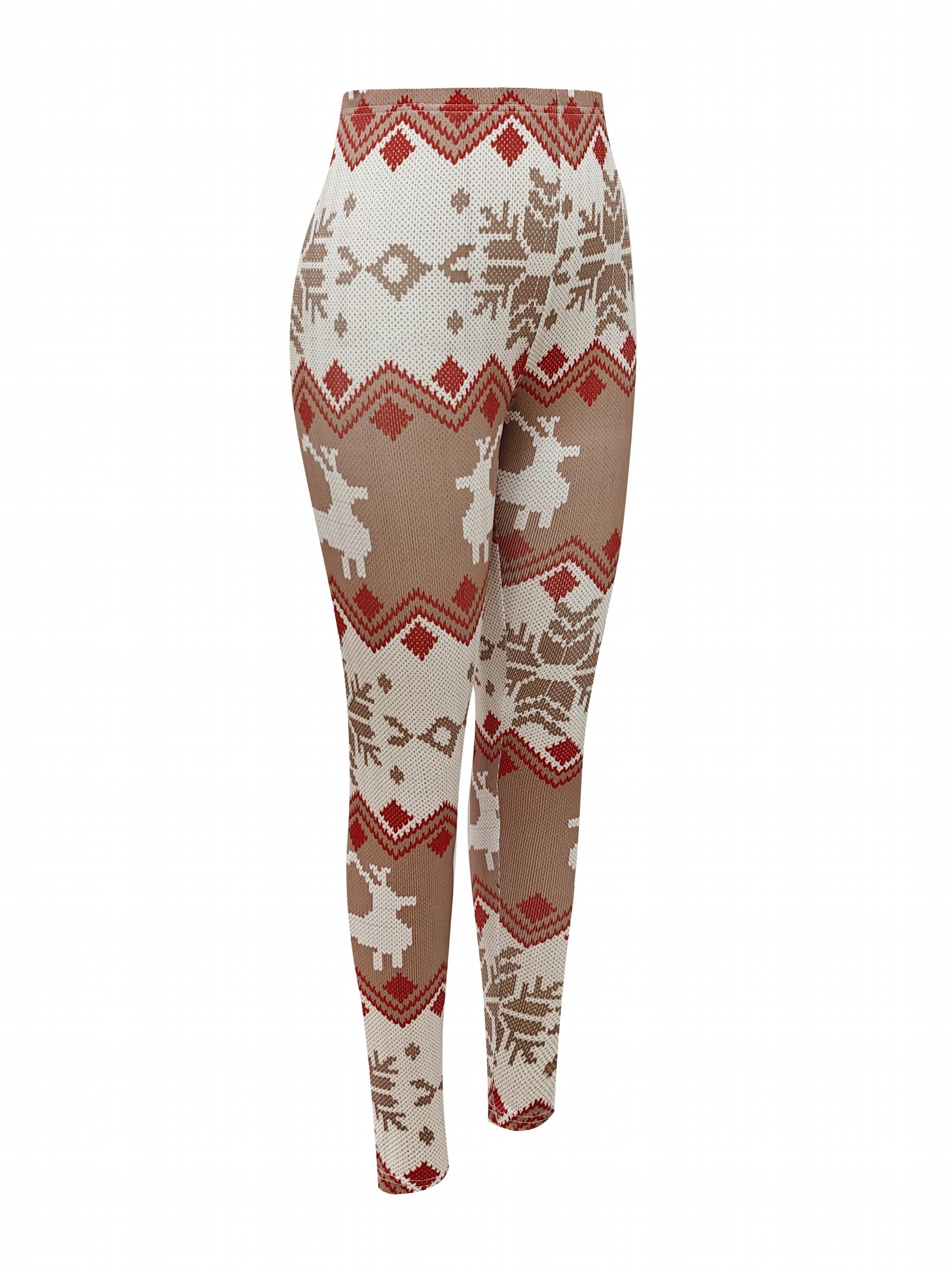 Christmas Snowflake & Deer Pattern Leggings