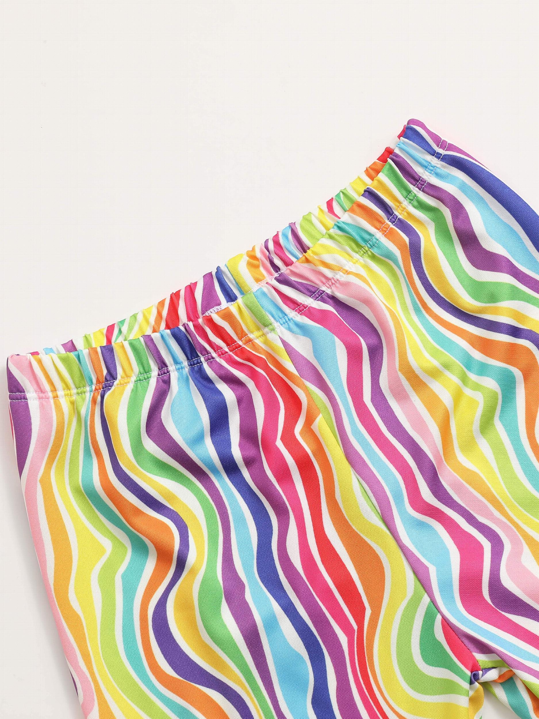 Toddler Girl Casual Shorts Rainbow Stripes Breathable Stretchy