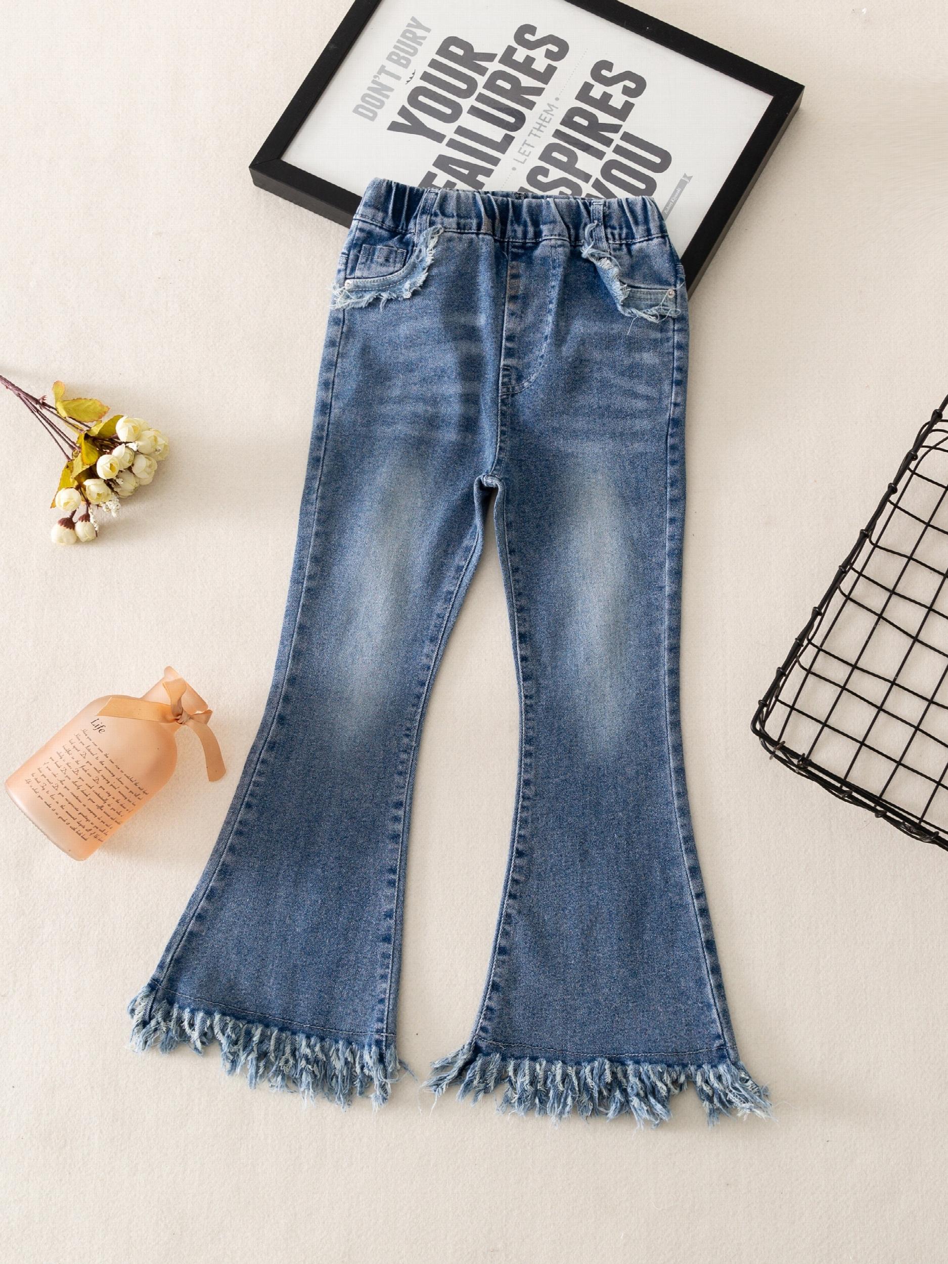 Girls Flared Tassel Jeans Denim Pants for Summer Kids