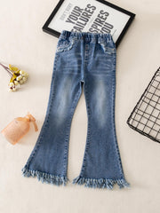 Girls Flared Tassel Jeans Denim Pants for Summer Kids