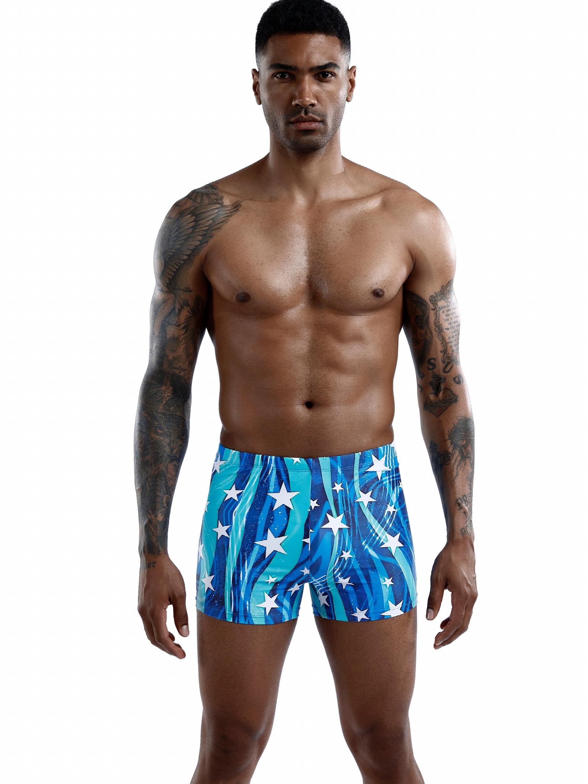 Quick Dry Star Print Board Shorts Men's Swimwear for Summer Beach