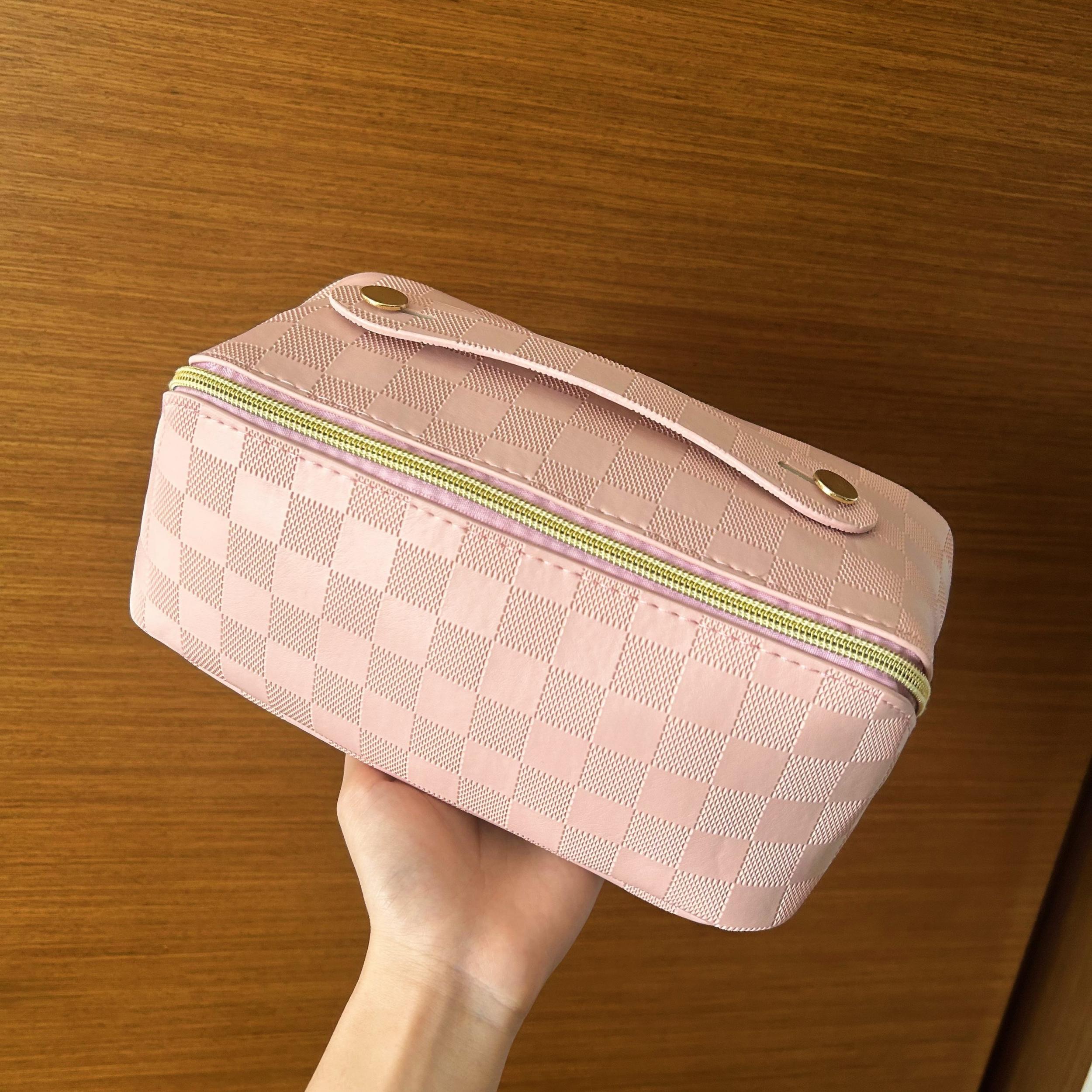 Portable Toiletry Bag for Women Travel PU Leather Cosmetic Bag Large Organizer