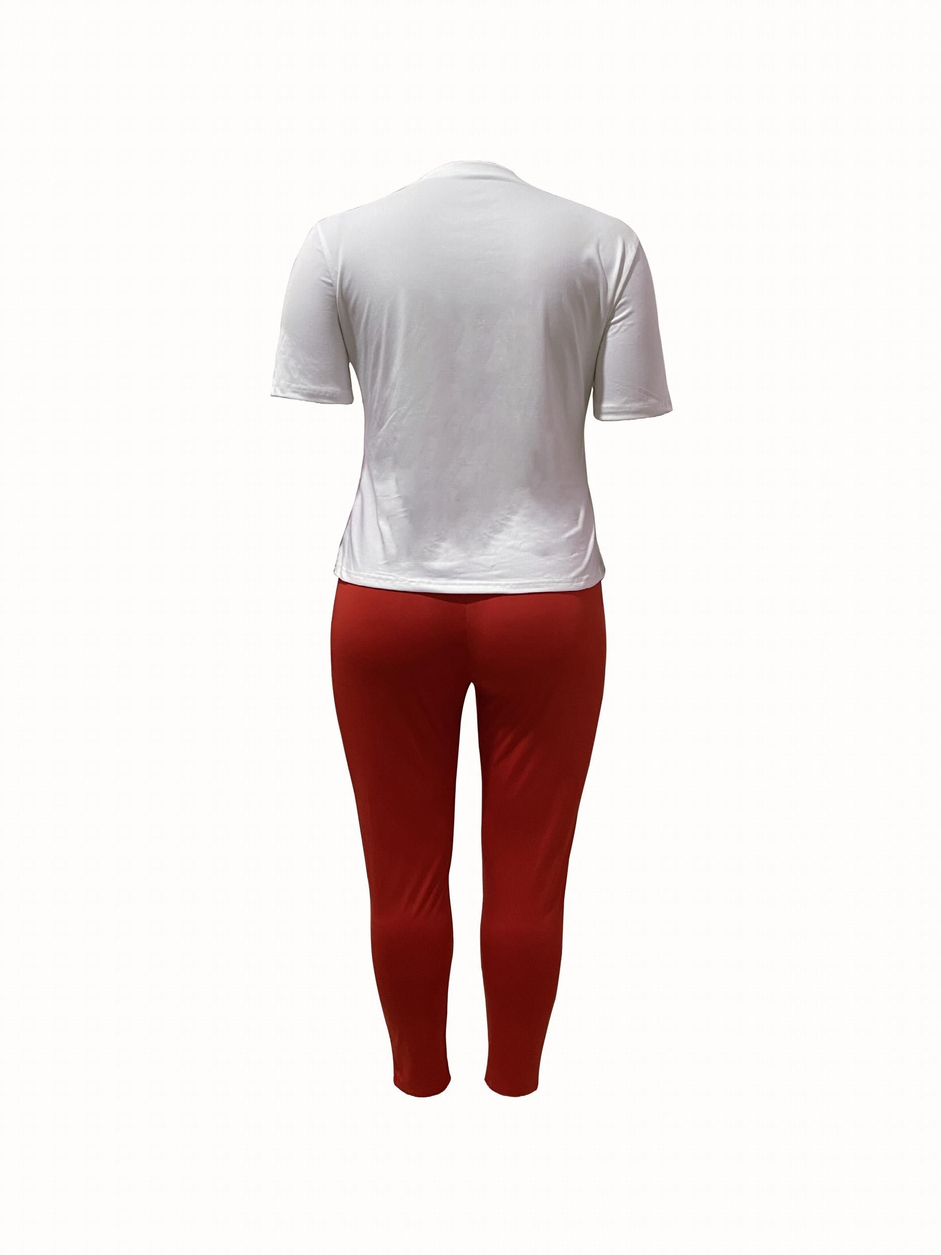 Independence Casual Outfits Set Women's Plus Flag Pattern