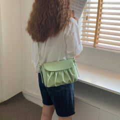 Vintage Pleated Shoulder Crossbody Bag for Women PU Leather