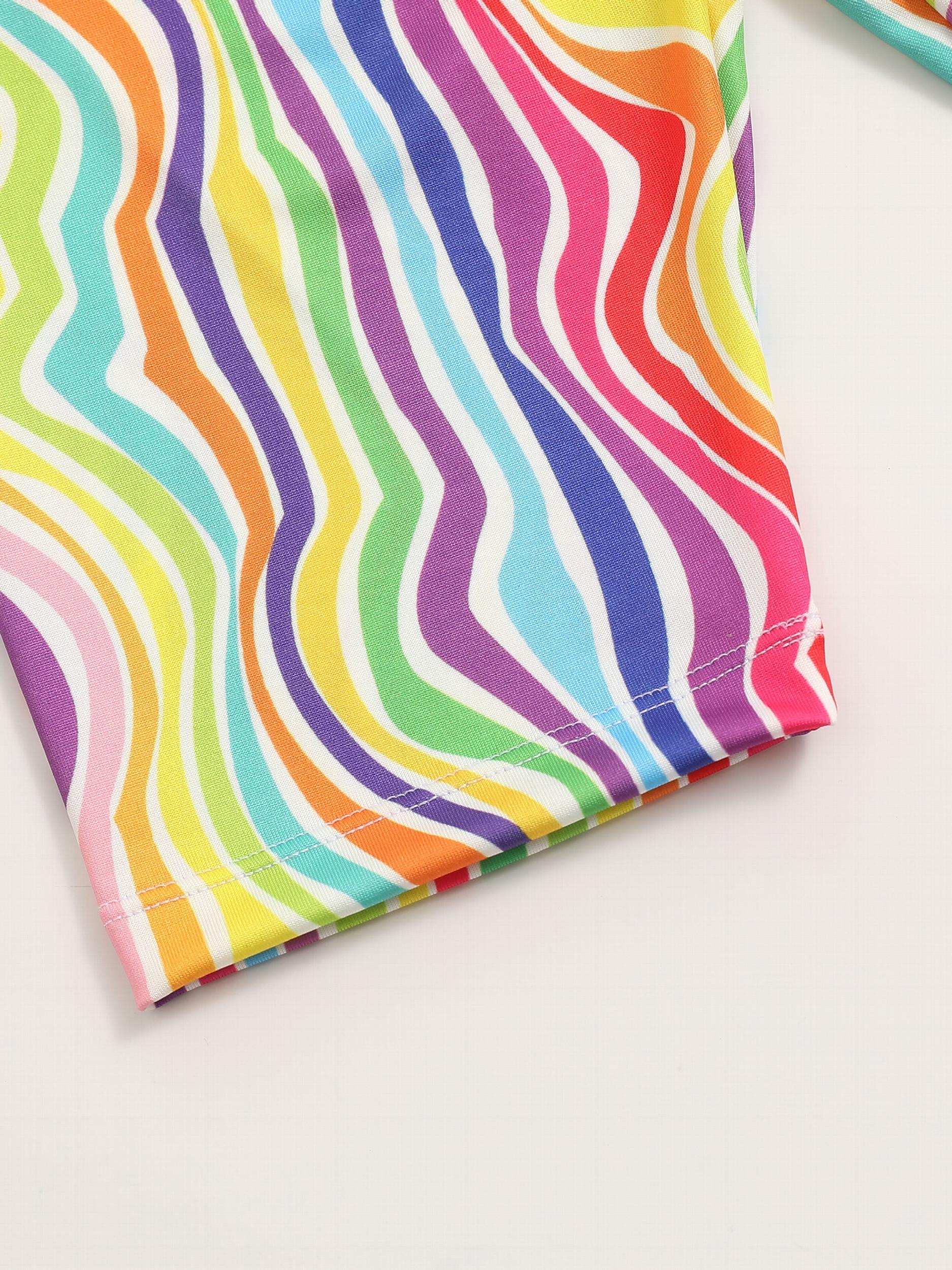 Toddler Girl Casual Shorts Rainbow Stripes Breathable Stretchy