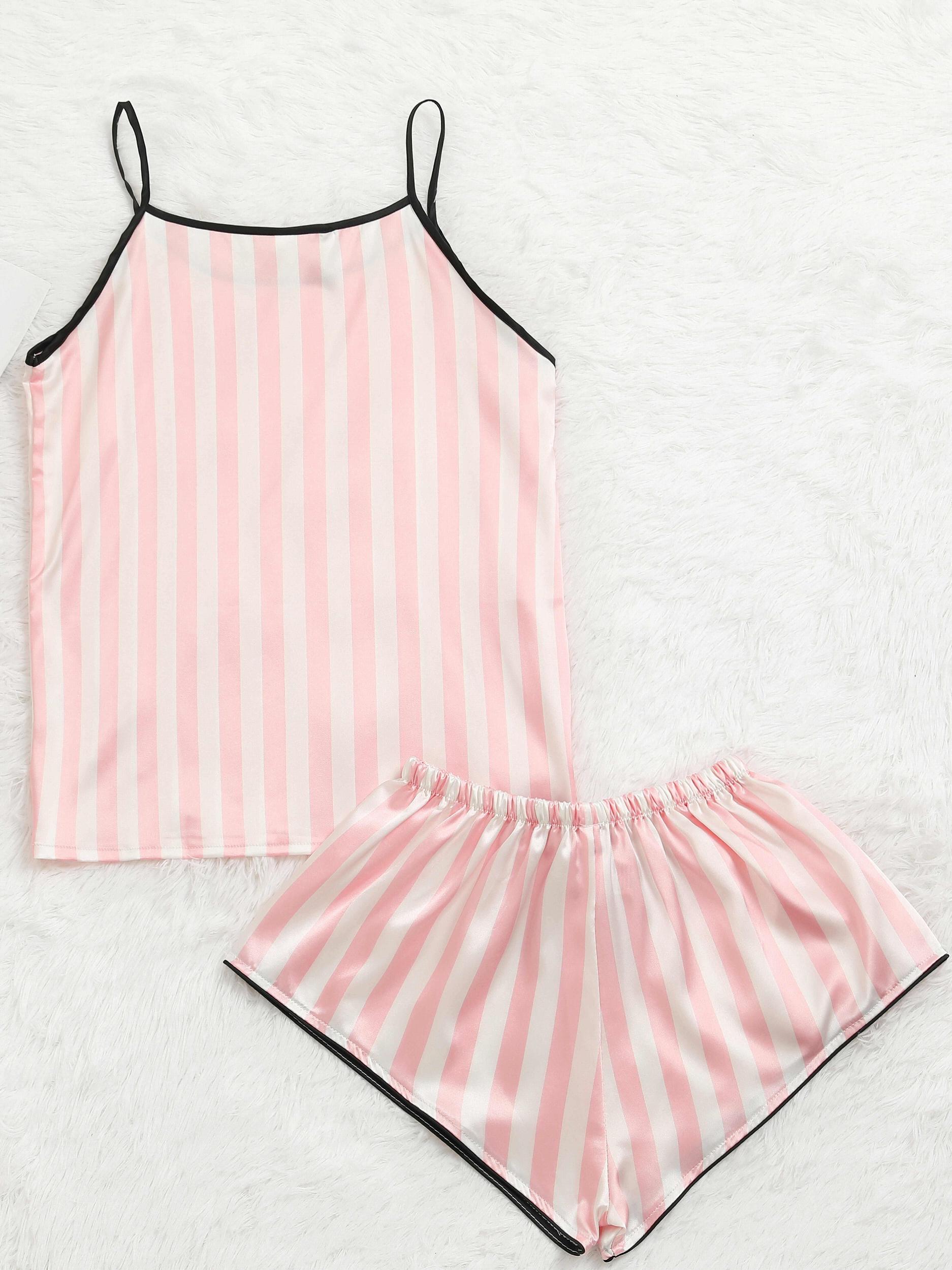 4pcs Satin Pajama Set Shorts Top Lounge Pants Camisole for Women