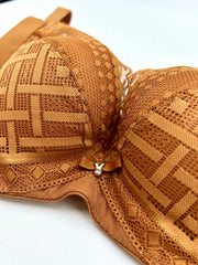 Plaid Lace Push Up Bra Breathable Women's Lingerie