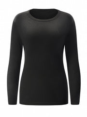 Ribbed Round Neck Long Sleeve T shirt for Women