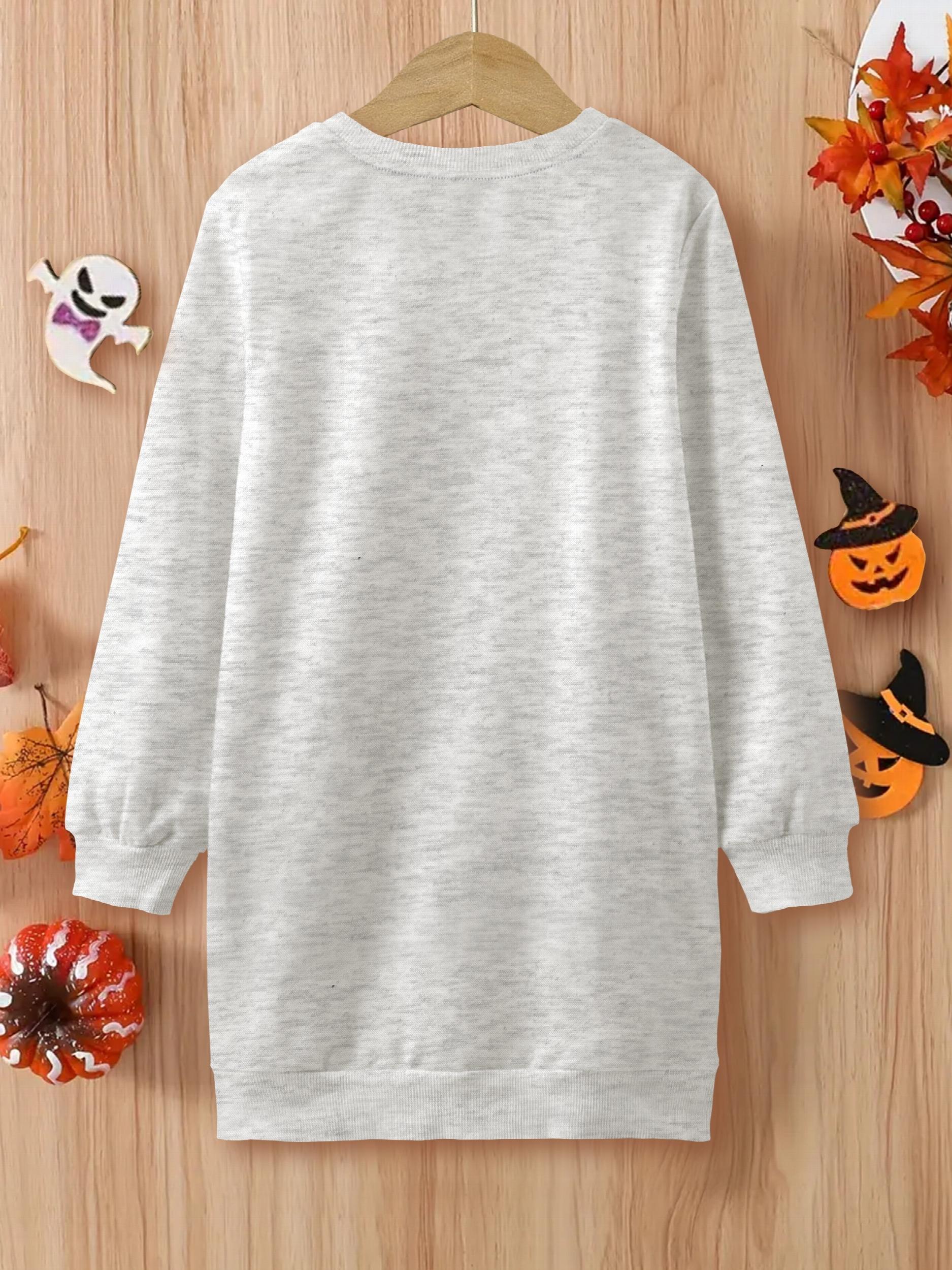 Spooky Mini Halloween Girls Crewneck Sweatshirt Dress Spring Fall