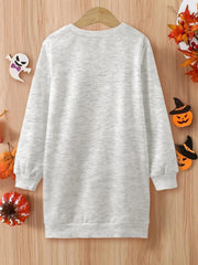 Spooky Mini Halloween Girls Crewneck Sweatshirt Dress Spring Fall