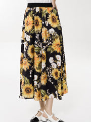 Floral Print High Waist Midi Skirt for Women