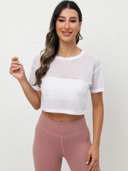 Semi Sheer Sexy Sports Running T Shirt Solid Summer Sports Tee